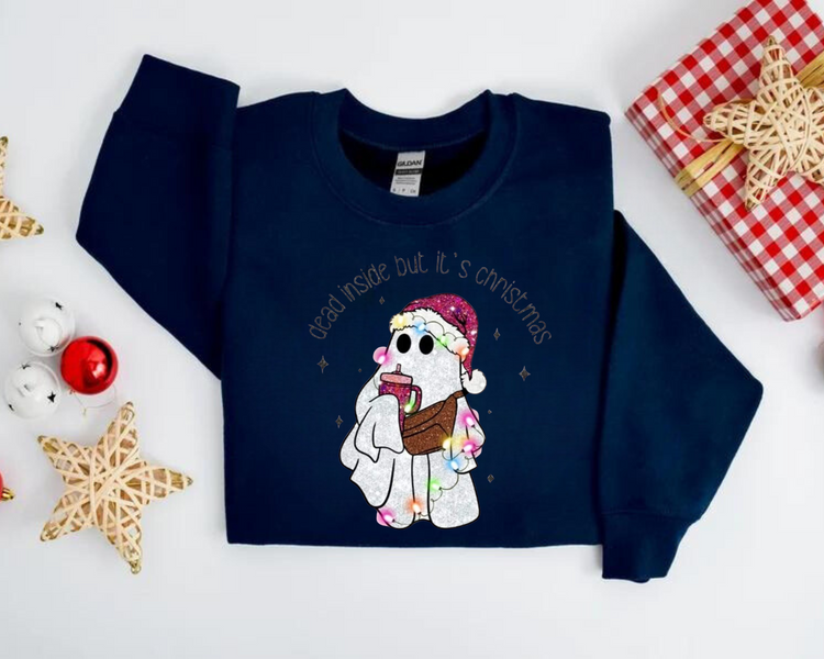 Dead Inside but its christmas crewneck Sweatshirts Hippo Boutique