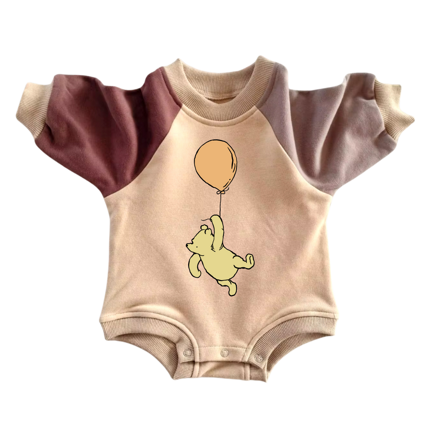 Bear Balloon Color Block Oversized Sweatshirt Romper Hippo Boutique