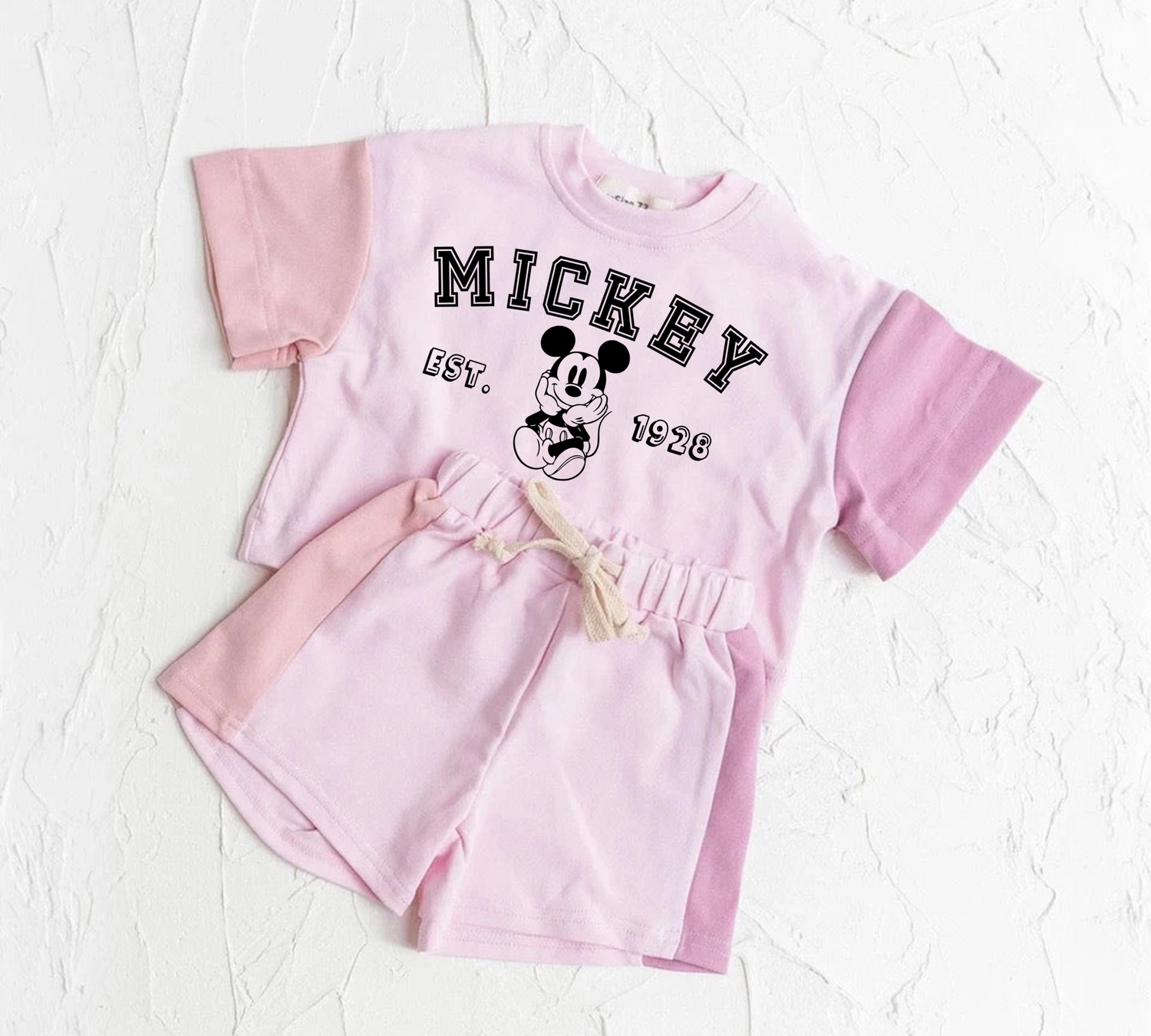 Mouse Baby and Kids cotton color block t-shirt & shorts outfit Hippo Boutique