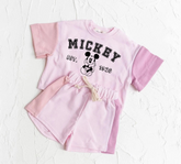 Mouse Baby and Kids cotton color block t-shirt & shorts outfit Hippo Boutique