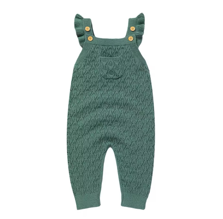 Baby Ruffled Knit Suspender romper bodysuit Hippo Boutique