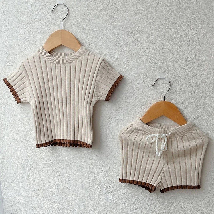 Baby & Toddler Waffle Knit Cotton Summer Outfit Sets Hippo Boutique
