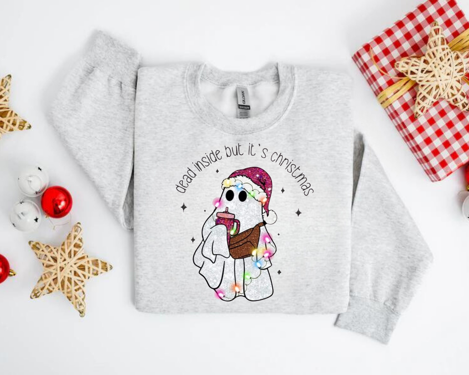 Dead Inside but its christmas crewneck Sweatshirts Hippo Boutique