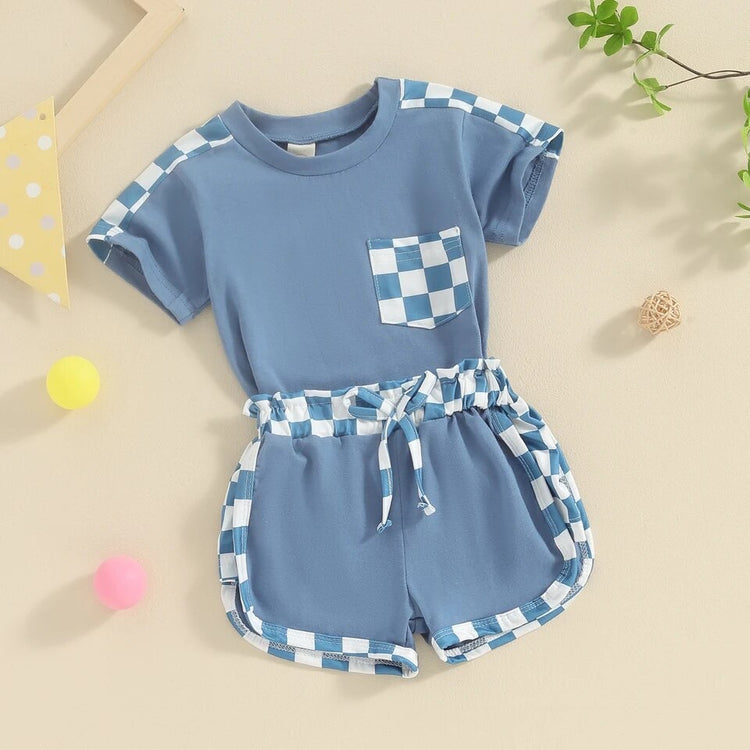 Checkered Baby T-Shirt & Shorts outfit Hippo Boutique