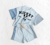 Mouse Baby and Kids cotton color block t-shirt & shorts outfit Hippo Boutique