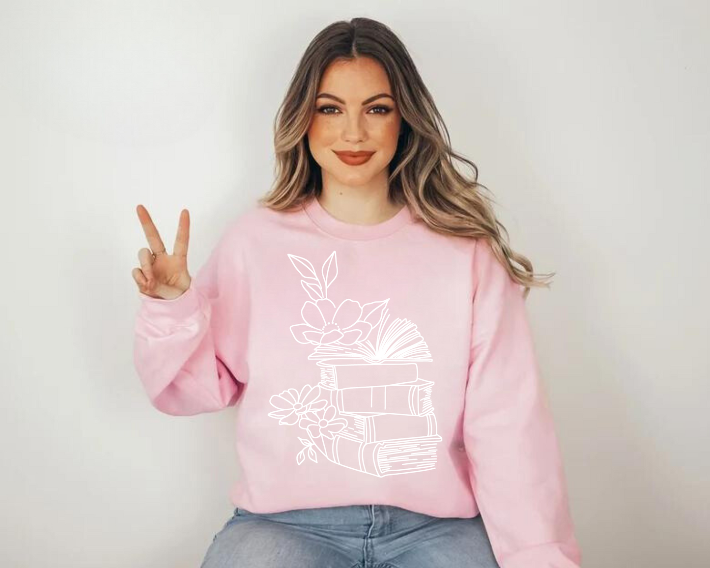 Floral books Sweatshirts Hippo Boutique