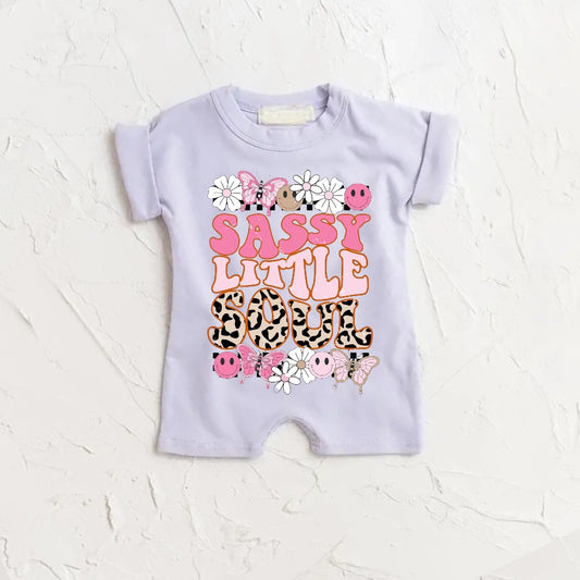 Adorable soft baby girl romper bodysuit with cute floral leopard sassy little soul print. ❤️

Perfect for baby announcements, baby shower gifts, sister matching outfits and everyday wear!