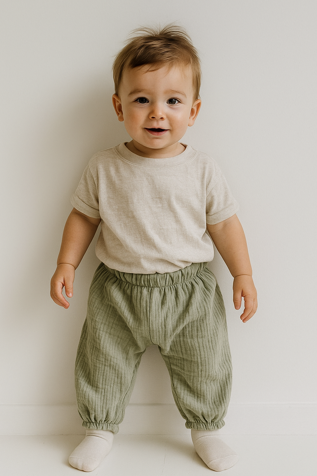 Organic Cotton Baby & Toddler Pants – Neutral Loose Fit