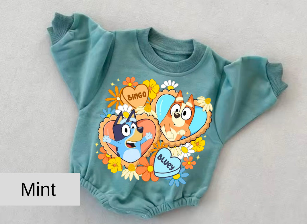 Bluey baby Oversized Sweatshirt Romper Hippo Boutique