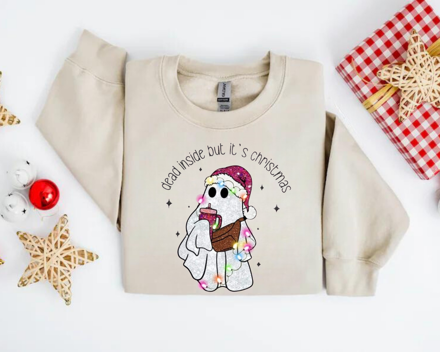 Dead Inside but its christmas crewneck Sweatshirts Hippo Boutique