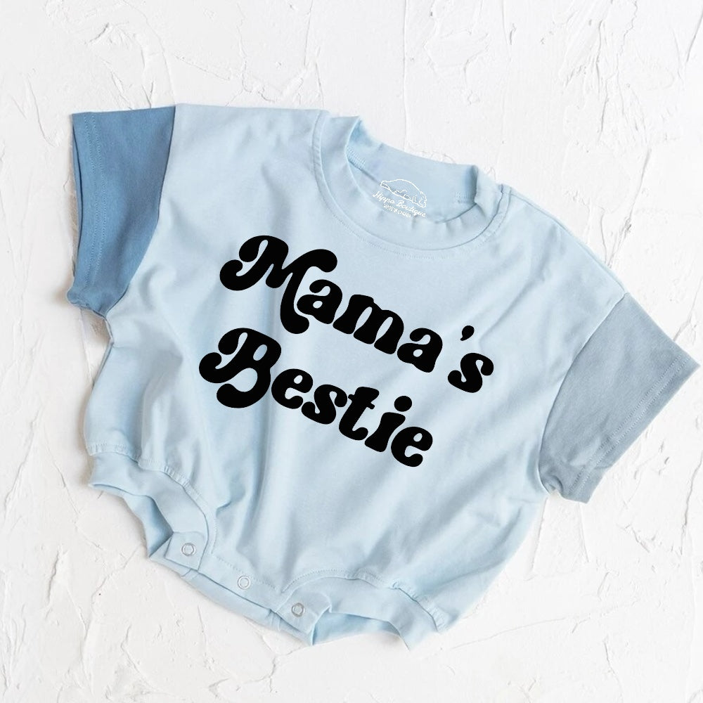 Mama’s Bestie baby Color Block T-Shirt Bubble Romper Hippo Boutique