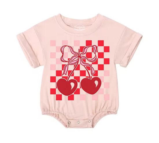 Baby t-shirt Bubble Romper - Sweet Cherry Hippo Boutique