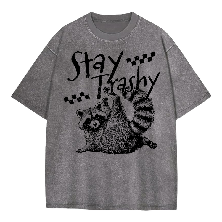Oversized Acid Washed Raccoon T-Shirt Hippo Boutique