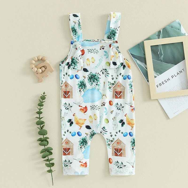 Farm Print baby Sleeveless Romper Hippo Boutique