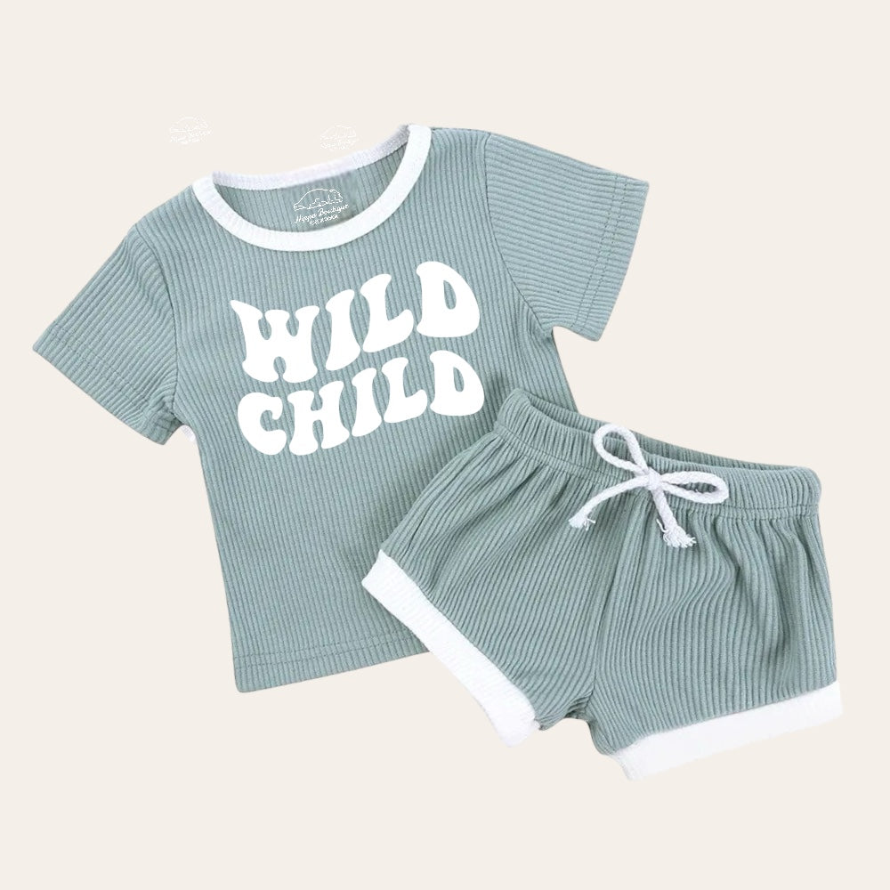 Wild Child Baby & toddler waffle cotton outfit Hippo Boutique