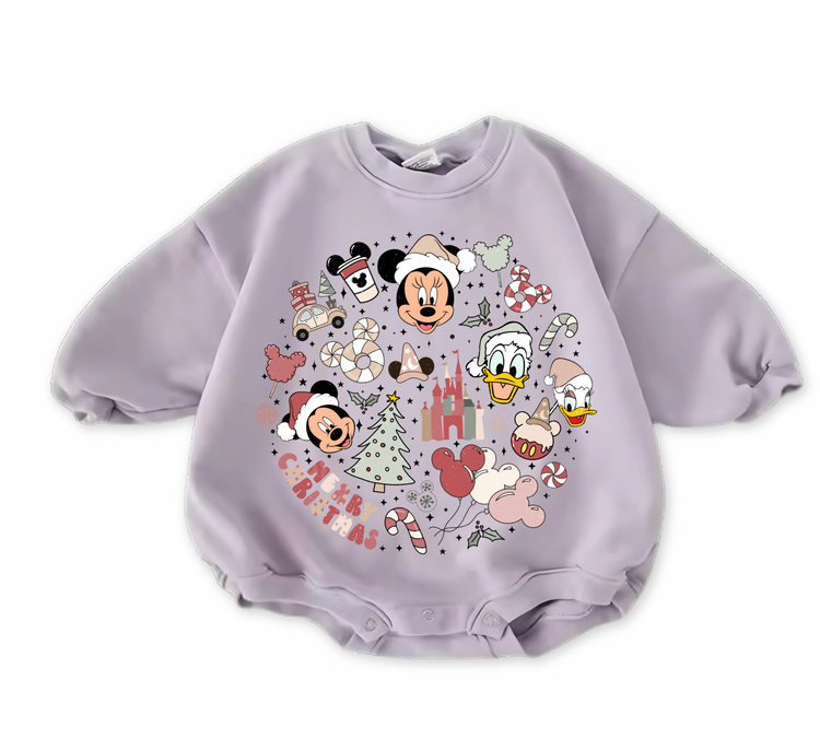 Christmas Mouse baby Oversized Sweatshirt Romper Hippo Boutique