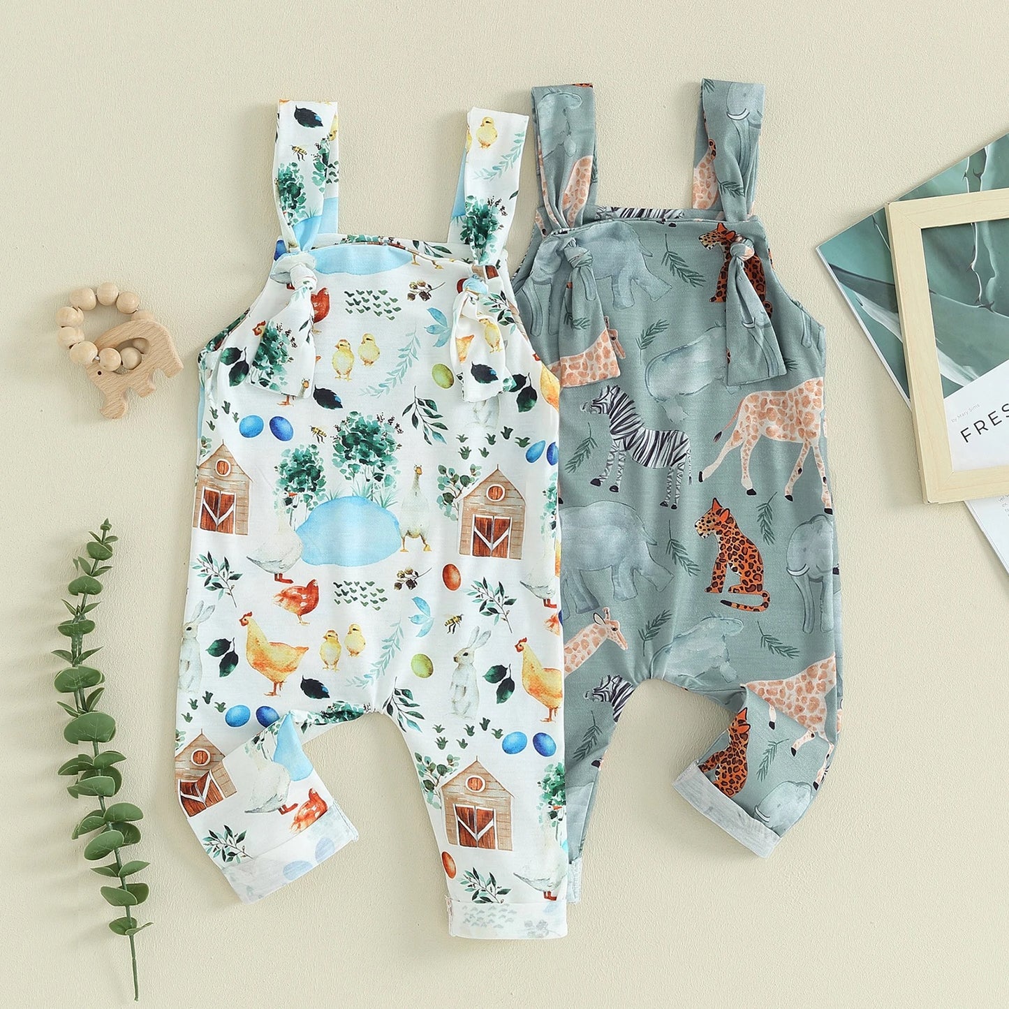 Farm Print baby Sleeveless Romper Hippo Boutique
