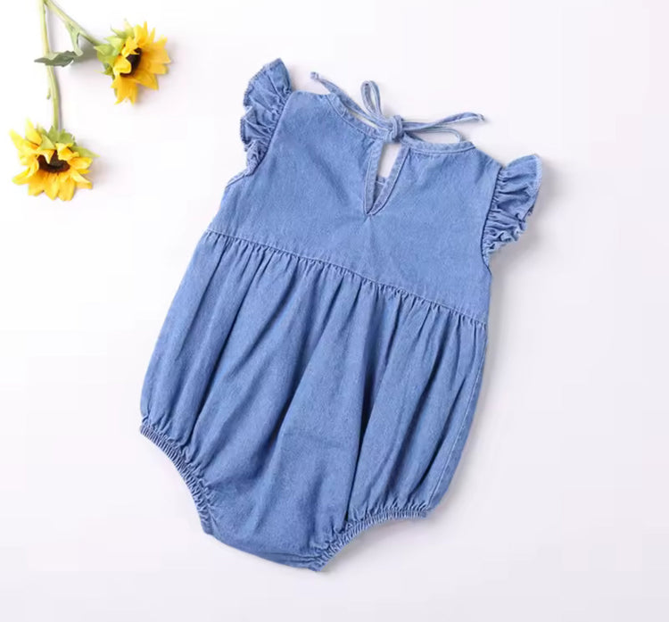 Denim Sleeveless Baby Dress Romper Hippo Boutique