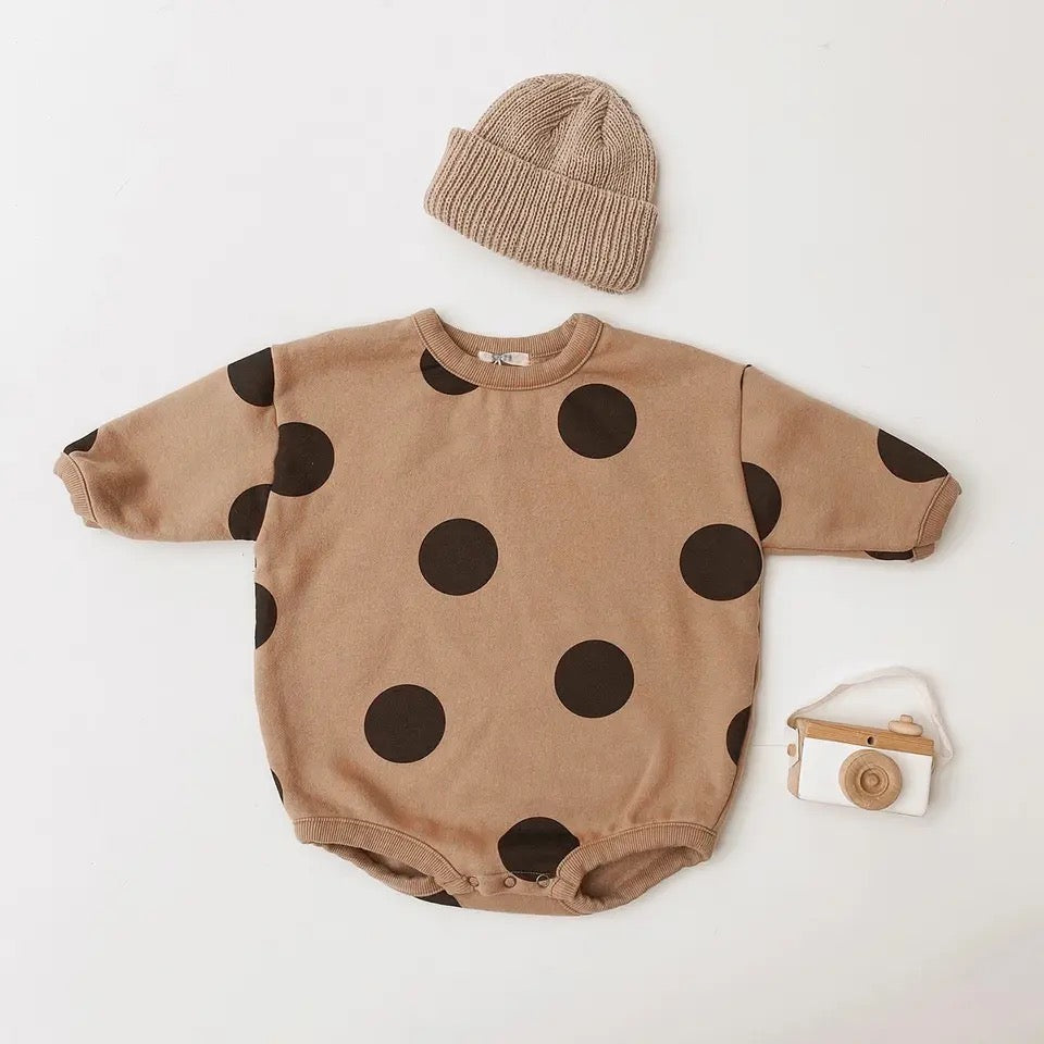 Polka Dot Sweatshirt Romper Hippo Boutique