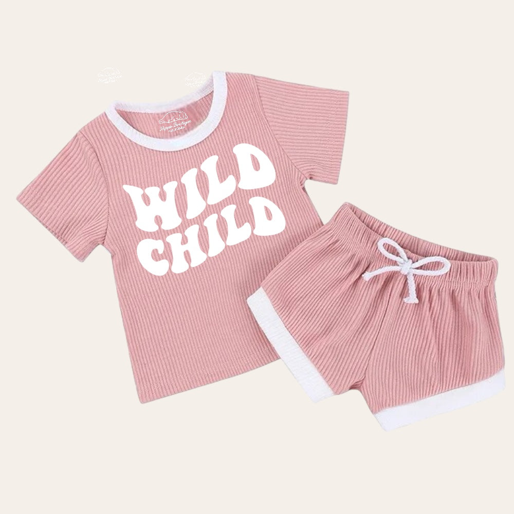 Wild Child Baby & toddler waffle cotton outfit Hippo Boutique