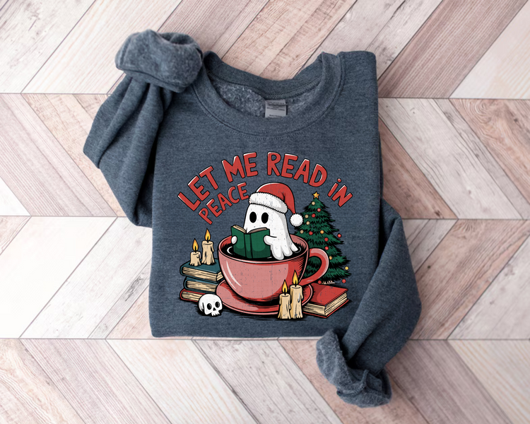 Let me read in peace Ghost Christmas Sweatshirts Hippo Boutique