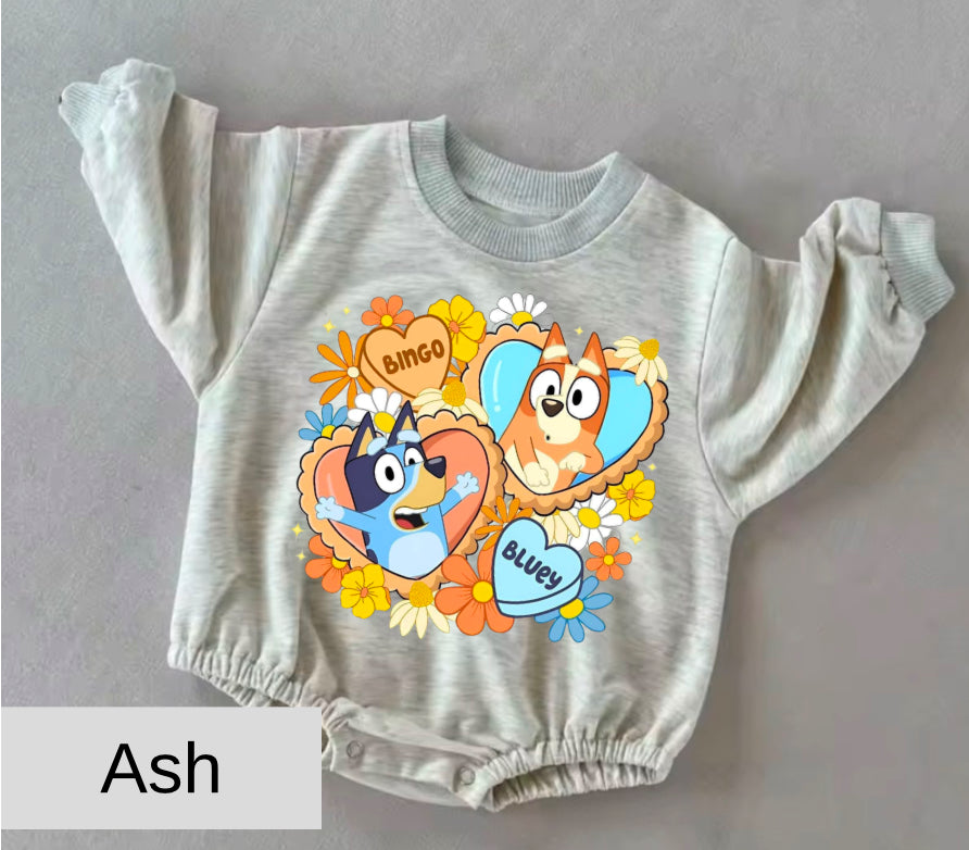 Bluey baby Oversized Sweatshirt Romper Hippo Boutique