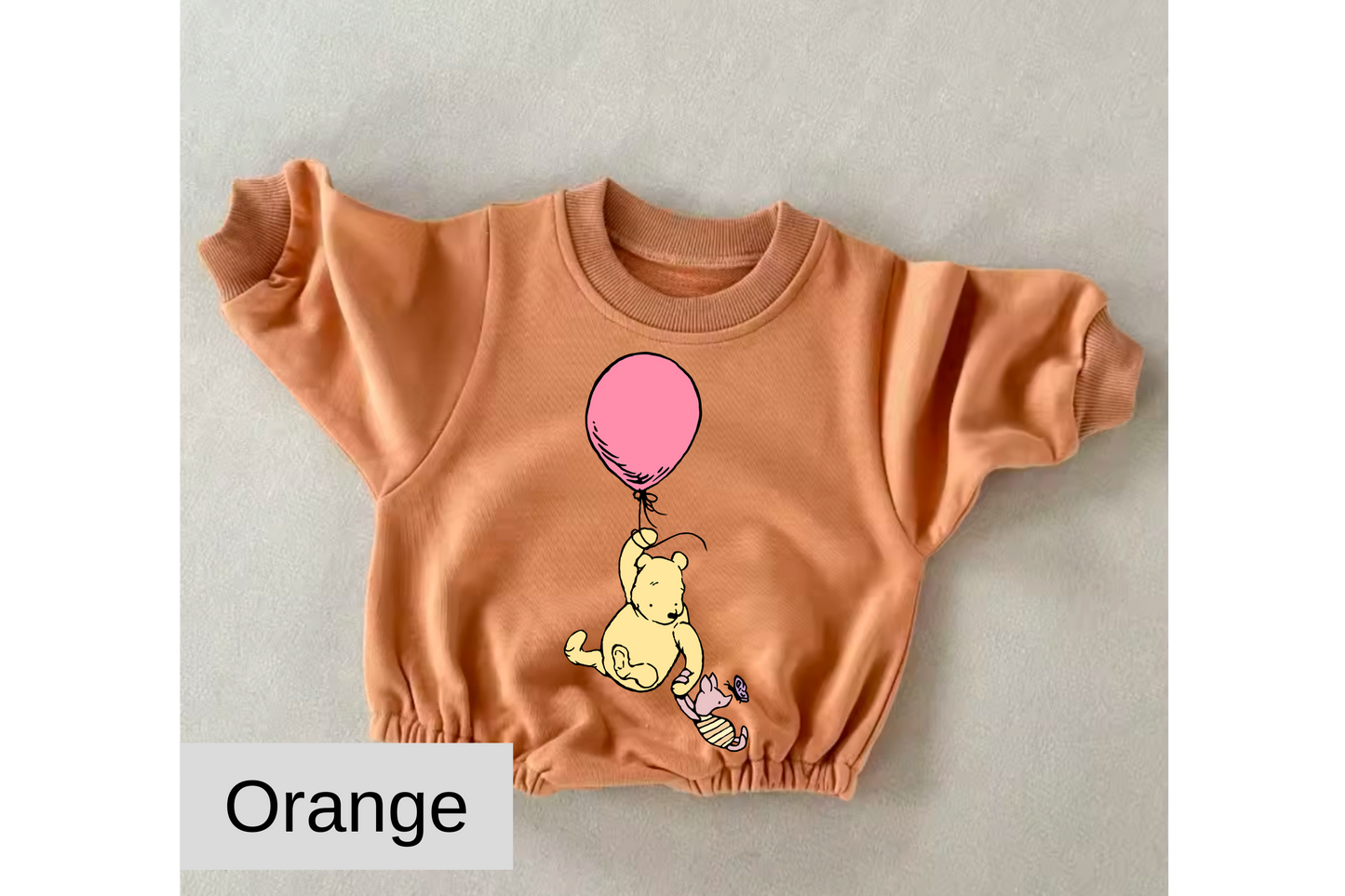 Pink Balloon Pooh baby Oversized Sweatshirt Romper Hippo Boutique