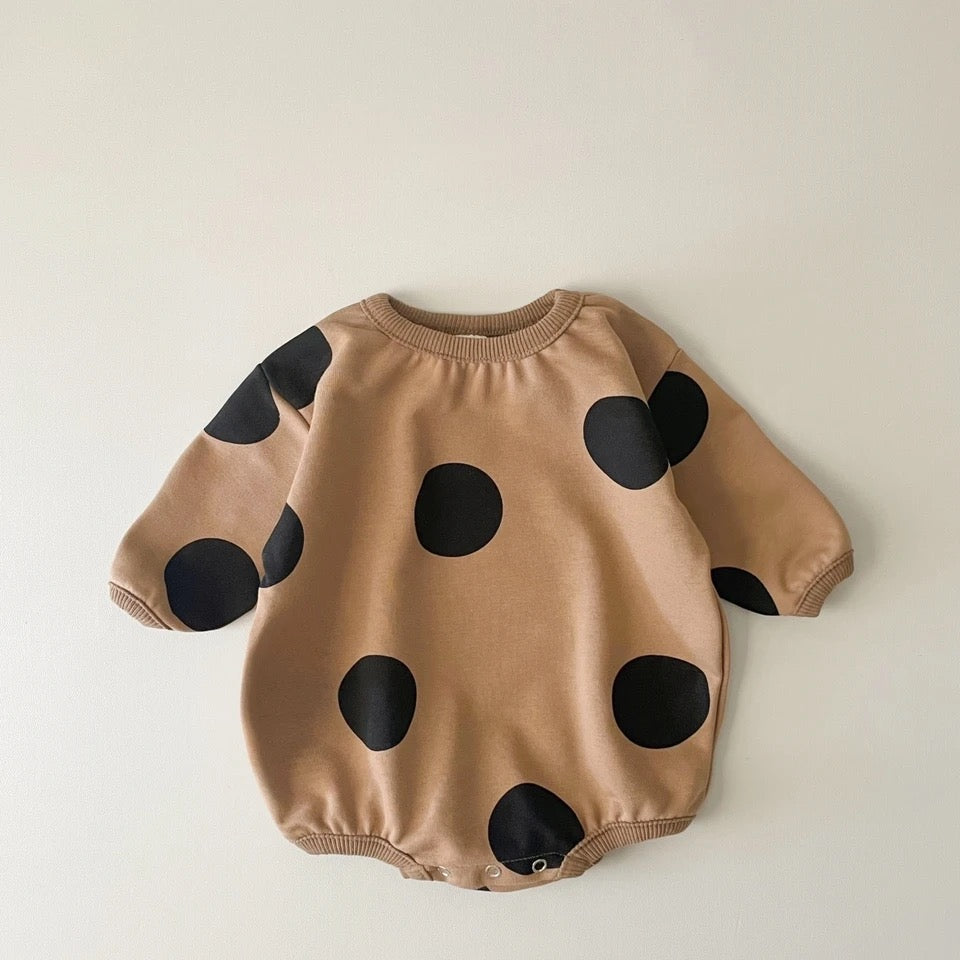 Polka Dot Sweatshirt Romper Hippo Boutique