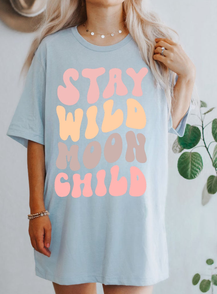 Stay Wild Moon Child Womens T-shirt Hippo Boutique