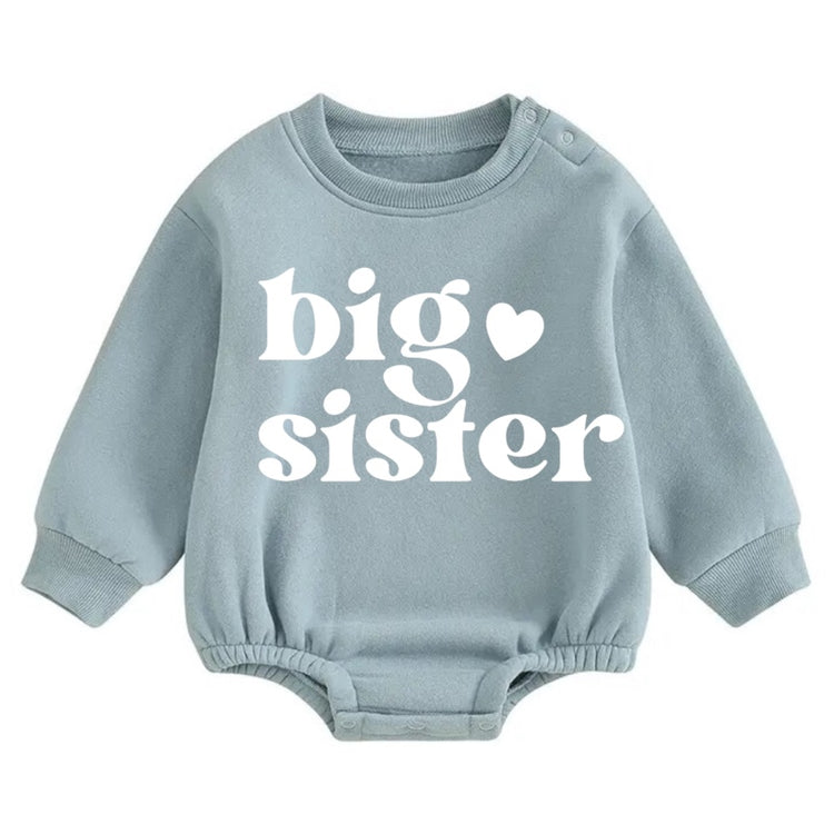 Big Sister Soft warm fleece Baby Oversized Sweatshirt Romper Hippo Boutique