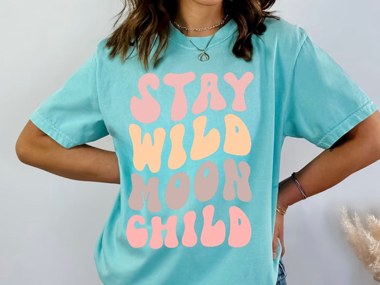 Stay Wild Moon Child Womens T-shirt Hippo Boutique