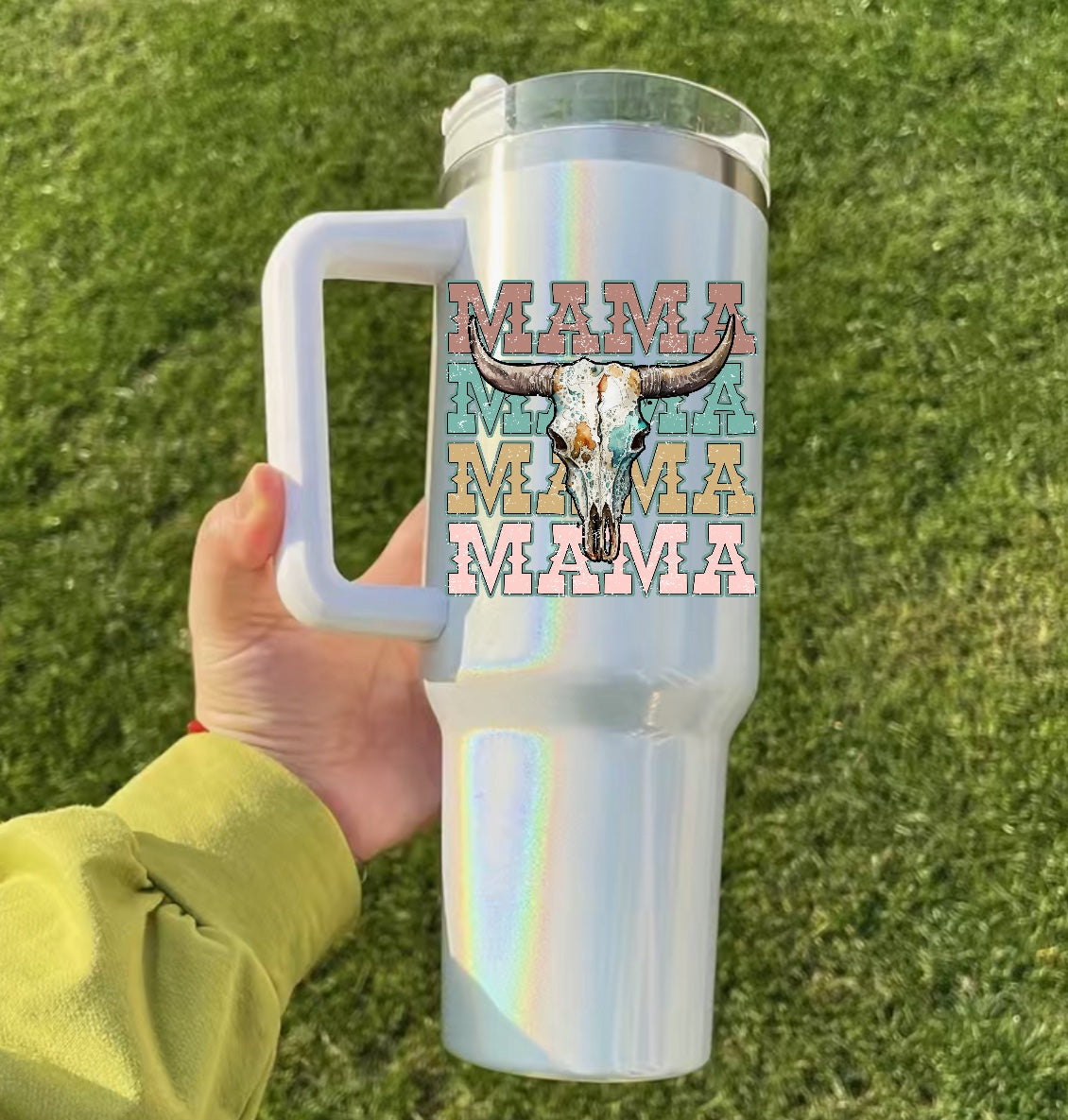Western Mama 40oz Insulated Tumbler with Handle and straw Hippo boutique