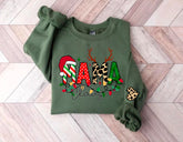 Custom Christmas Mama Sweatshirt with children’s name on sleeve Hippo Boutique