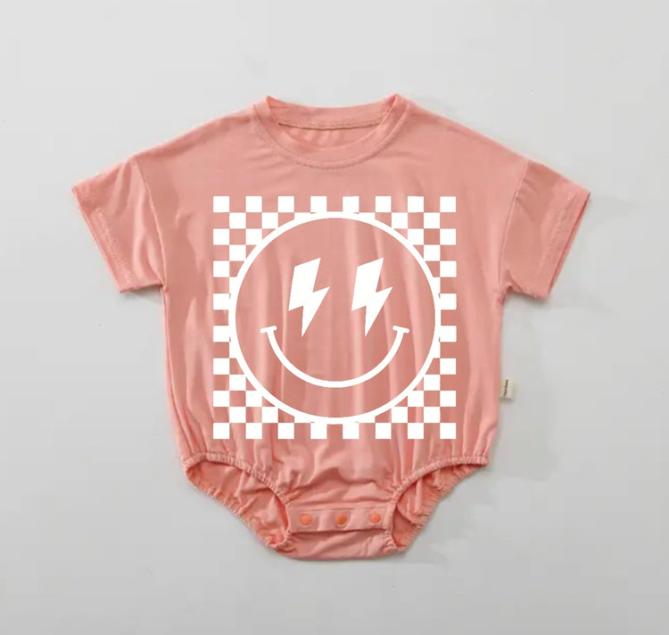 Retro Smile Baby t-shirt Bubble Romper Hippo Boutique