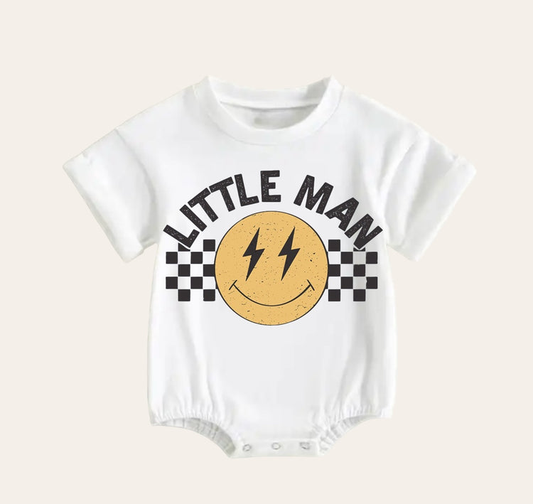 Little Man Baby & toddler Boy t-shirt bubble Romper Hippo Boutique