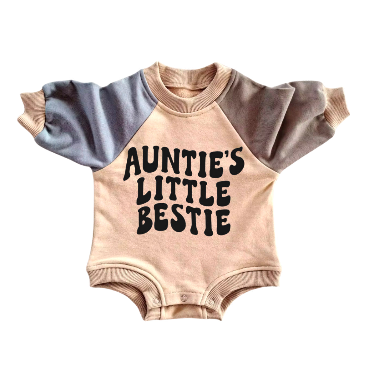 Aunties little bestie Color Block Oversized Sweatshirt Romper Hippo Boutique