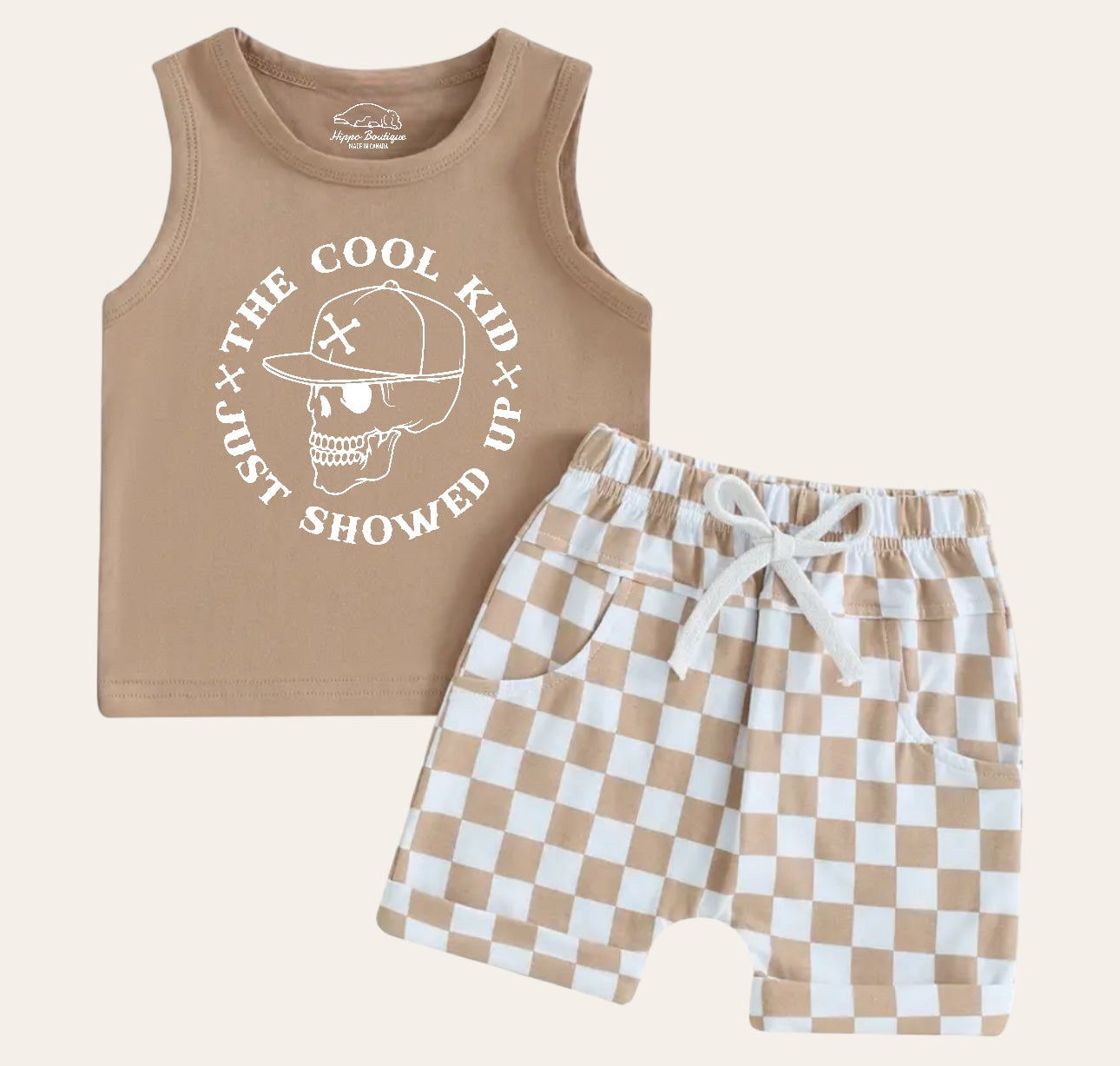 Cool Kid Baby & toddler outfit tank & checkered shorts Hippo Boutique