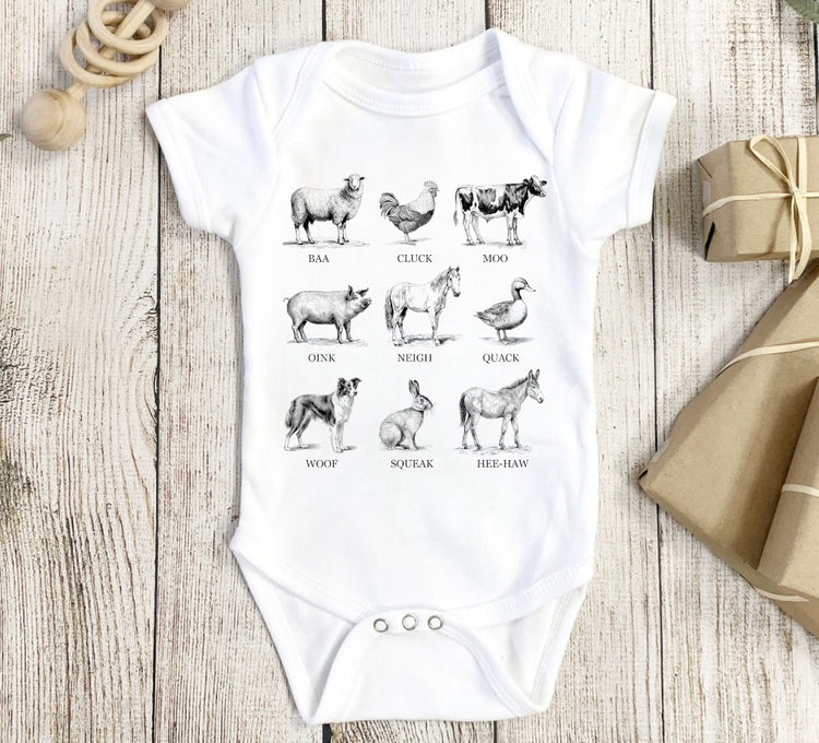 Farm Animals Baby Bodysuit Hippo Boutique