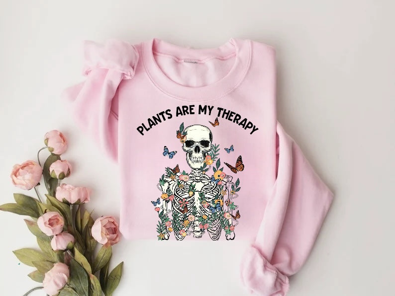 Women’s Crewneck Sweatshirts - Plants are my Therapy Hippo Boutique