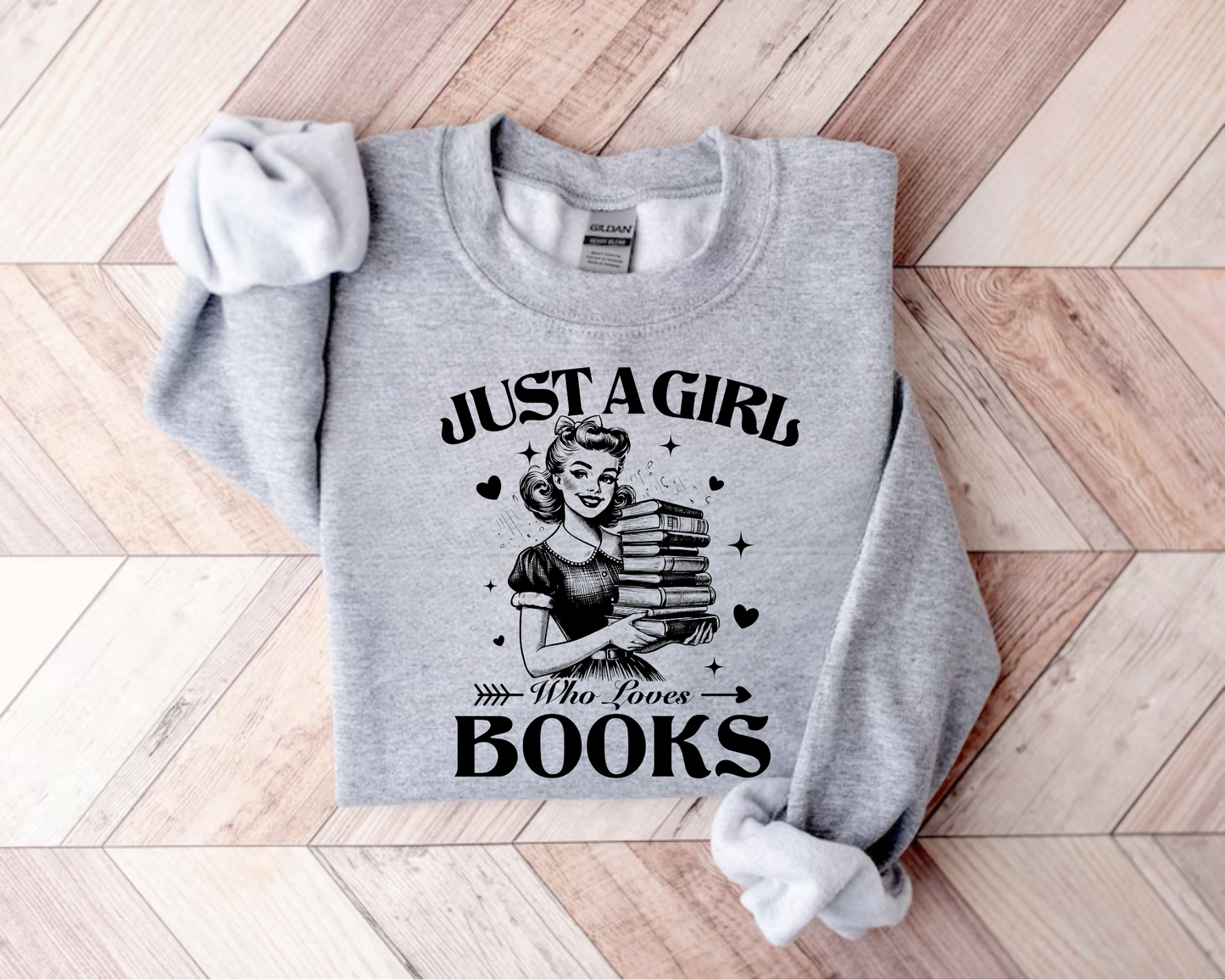 Just a Girl who Loves Books Sweatshirts Hippo Boutique