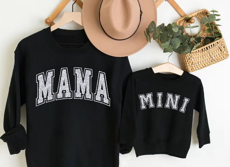 Glitter Mama & Mini Matching Sweatshirts - Black Hippo Boutique