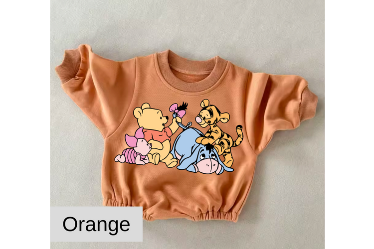 Pooh friends baby Oversized Sweatshirt Romper Hippo Boutique