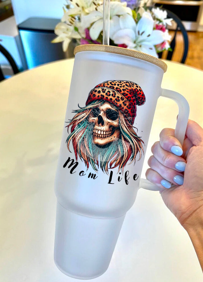 Mom Life Skull Leopard Beanie Digital File PNG Hippo Boutique