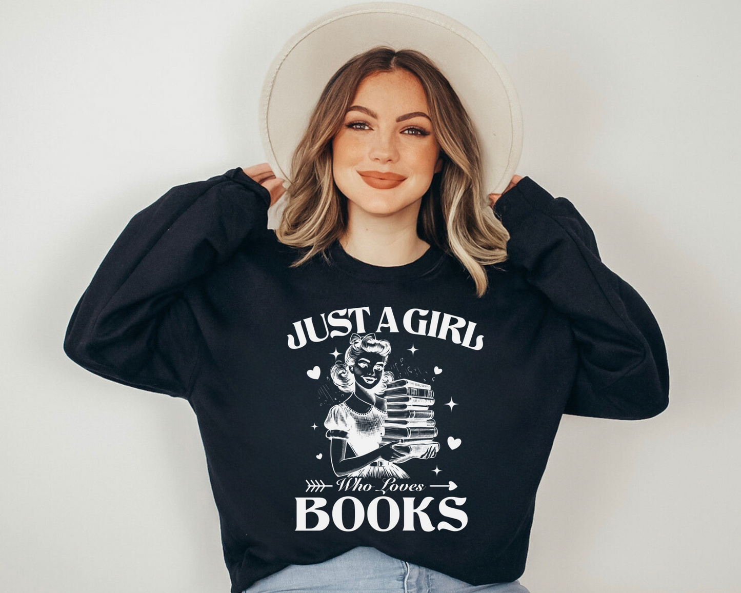 Just a Girl who Loves Books Sweatshirts Hippo Boutique