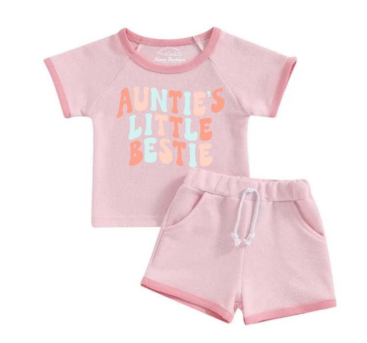 Auntie’s Lottle Bestie Baby girl & toddler girl outfit Hippo Boutique