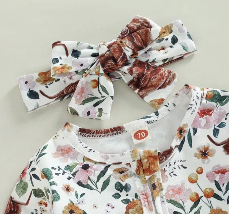 Highland Cow Print Sleeveless Romper Bodysuit Hippo Boutique
