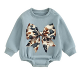 Cow Christmas Bow fleece Baby Oversized christmas Sweatshirt Romper Hippo Boutique