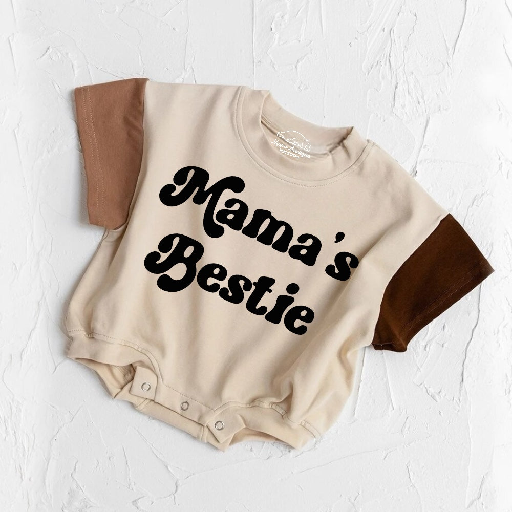 Mama’s Bestie baby Color Block T-Shirt Bubble Romper Hippo Boutique