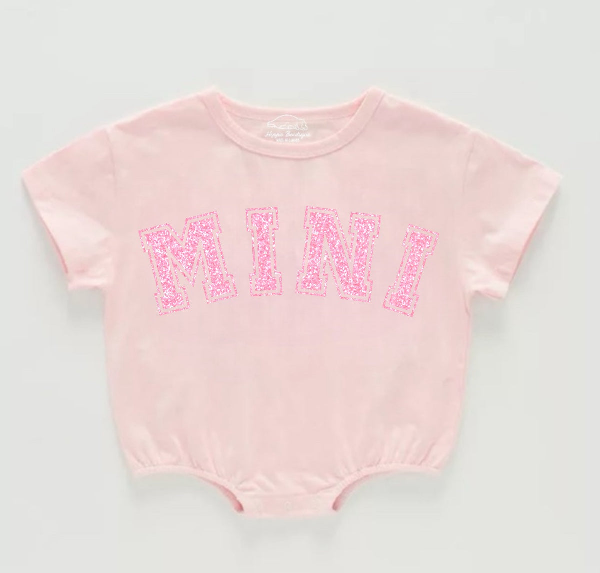 Glitter Mini Baby t-shirt Bubble Romper Hippo Boutique