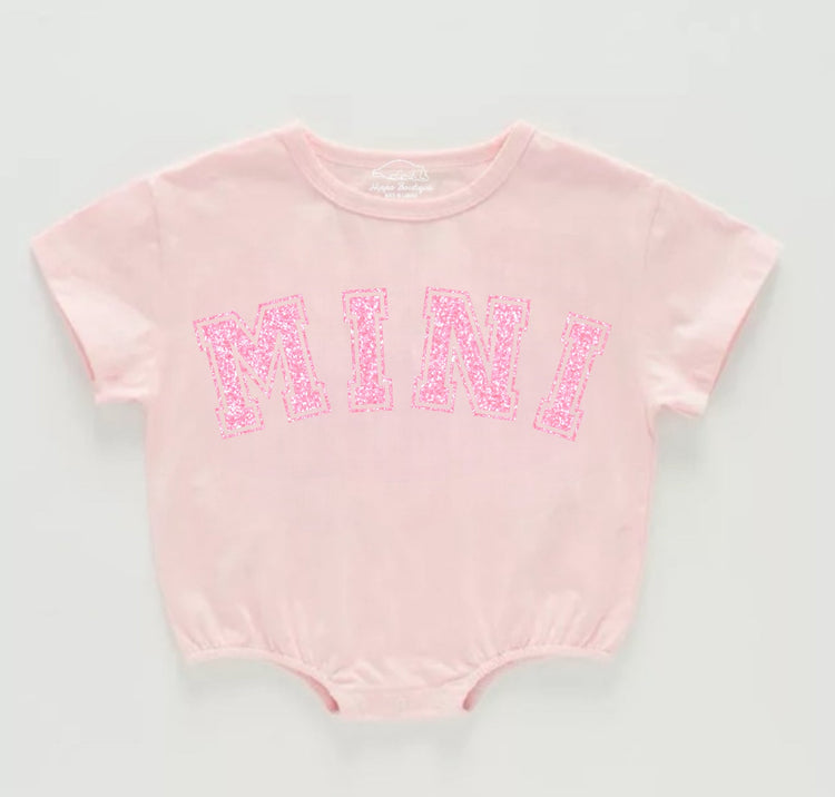 Glitter Mini Baby t-shirt Bubble Romper Hippo Boutique